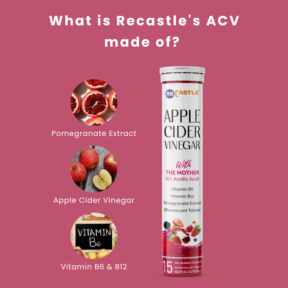 acv made of pomegranate extract, apple cider vinegar and vitamin B6 and B12.